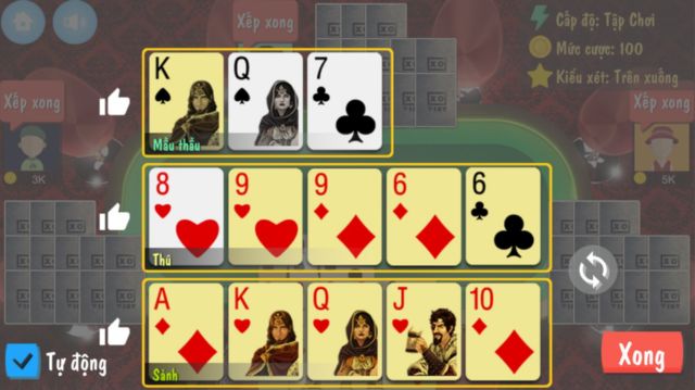 Một trong các nguyên tắc chơi game mậu binh đó chính là nắm vững cách xếp bài cơ bản